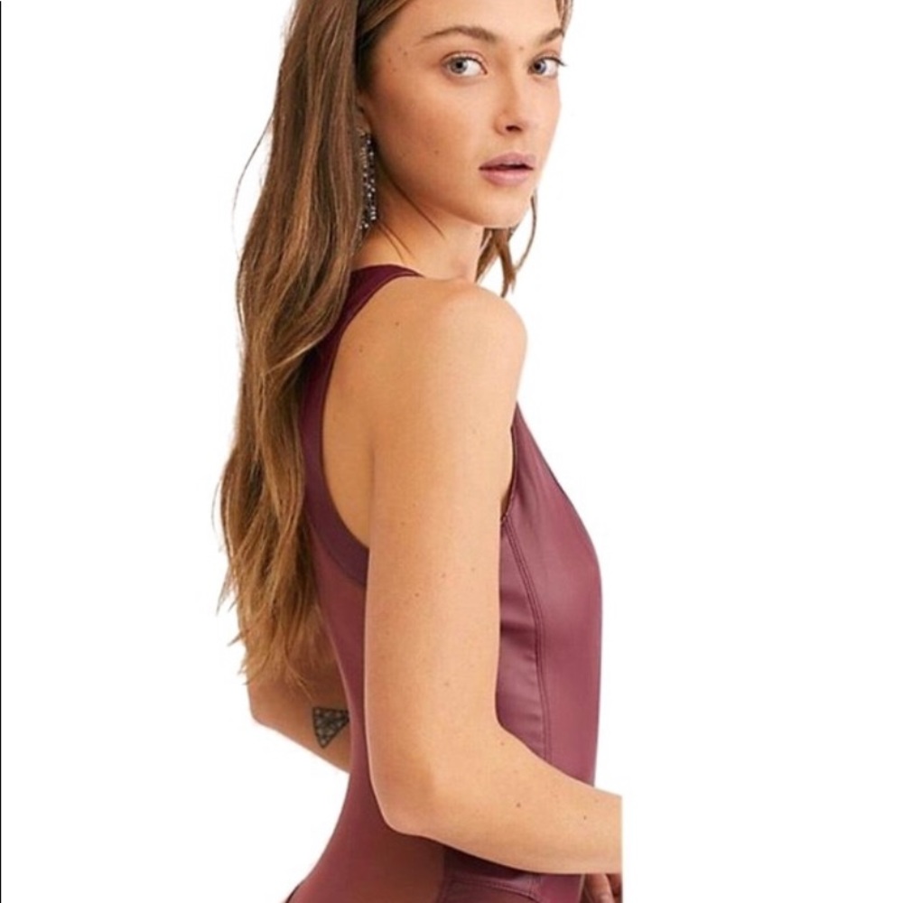 Free People Vegan Leather Bodysuit
